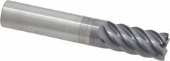 RobbJack - 1/2", 6 Flute, Single End, Solid Carbide, 0.03" Corner Radius End Mill - 3" OAL, 45° Helix, Right Hand Flute, 1" LOC, Right Hand Cut - Eagle Tool & Supply