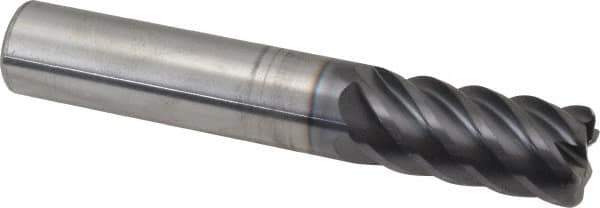 RobbJack - 1/2", 6 Flute, Single End, Solid Carbide, 0.06" Corner Radius End Mill - 3" OAL, 45° Helix, Right Hand Flute, 1" LOC, Right Hand Cut - Eagle Tool & Supply