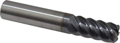 RobbJack - 1/2", 6 Flute, Single End, Solid Carbide, 0.09" Corner Radius End Mill - 3" OAL, 45° Helix, Right Hand Flute, 1" LOC, Right Hand Cut - Eagle Tool & Supply