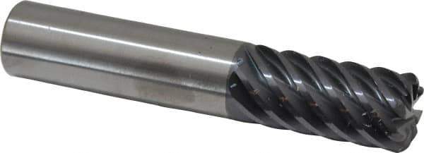 RobbJack - 3/4", 8 Flute, Single End, Solid Carbide, 0.12" Corner Radius End Mill - 4" OAL, 45° Helix, Right Hand Flute, 1-1/2" LOC, Right Hand Cut - Eagle Tool & Supply
