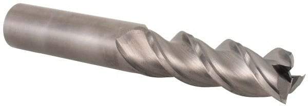 Niagara Cutter - 3/4", 2-1/4" LOC, 3/4" Shank Diam, 5" OAL, 3 Flute, Solid Carbide Square End Mill - Single End, Uncoated, Spiral Flute, 45° Helix, Centercutting, Right Hand Cut, Right Hand Flute, Series A345 - Eagle Tool & Supply