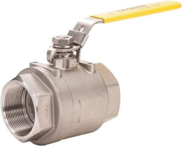 Legend Valve - 4" Pipe, Full Port, Stainless Steel Full Port Ball Valve - 2 Piece, FNPT x FNPT Ends, Locking Lever Handle, 800 WOG, 150 WSP - Eagle Tool & Supply