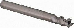 Iscar - 1/4" Diam, Coarse Pitch, 3/8" LOC, 3 Flute Solid Carbide 0.008" Corner Radius Roughing End Mill - Uncoated, 2-1/2" OAL, 1/4" Shank Diam, Single End, Extended Reach, 45° Helix - Eagle Tool & Supply