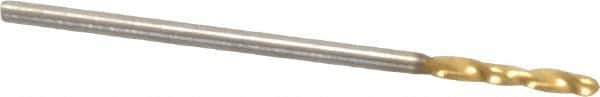Guhring - 3/64" 130° Parabolic Flute Cobalt Screw Machine Drill Bit - TiN Finish, Right Hand Cut, 7mm Flute Length, 28mm OAL, Standard Point, Straight Shank - Eagle Tool & Supply