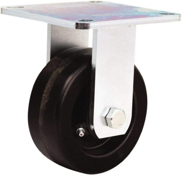 Hamilton - 5" Diam x 2" Wide x 6-1/2" OAH Top Plate Mount Rigid Caster - Phenolic, 900 Lb Capacity, Straight Roller Bearing, 5 x 5-1/2" Plate - Eagle Tool & Supply