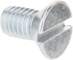 Import - #10-32 UNF, 3/8" OAL Slotted Drive Machine Screw - Flat Head, Grade 2 Steel, Zinc-Plated Finish, Without Washer - Eagle Tool & Supply