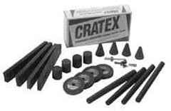 Cratex - 22 Piece Rubberized Abrasive Point Set - Includes 4 Blocks, 4 Cones, 2 Mandrels, 4 Sticks & 4 Wheels - Eagle Tool & Supply