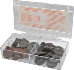 Cratex - 38 Piece Rubberized Small Abrasive Wheel Set - Mounted on 1/8" Diam Shank, Mandrels Included - Eagle Tool & Supply
