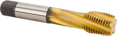 Kennametal - M24x3.00 Metric 4 Flute 6HX Modified Bottoming Spiral Flute Tap - Powdered Metal, TiN Finish, 160mm OAL, Right Hand Flute, Right Hand Thread, Series T650 - Eagle Tool & Supply