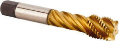 Kennametal - M30x3.50 Metric 5 Flute 6HX Modified Bottoming Spiral Flute Tap - Powdered Metal, TiCN/TiN Finish, 180mm OAL, Right Hand Flute, Right Hand Thread, Series T630 - Eagle Tool & Supply