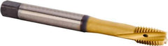 Kennametal - M5x0.80 Metric 2 Flute 6HX Plug Spiral Flute Tap - Powdered Metal, TiCN/TiN Finish, 70mm OAL, Left Hand Flute, Right Hand Thread, Series T621 - Exact Industrial Supply
