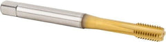 Kennametal - M5x0.80 Metric Coarse 6HX 3 Flute TiCN/TiN Finish Powdered Metal Straight Flute Machine Tap - Bottoming, Right Hand Thread, 70mm OAL, 10mm Thread Length, Oversize, Through Coolant - Exact Industrial Supply