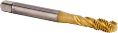 Kennametal - M10x1.50 Metric 3 Flute 6HX Modified Bottoming Spiral Flute Tap - Powdered Metal, TiCN/TiN Finish, 100.1mm OAL, Right Hand Flute, Right Hand Thread, Series T630 - Exact Industrial Supply