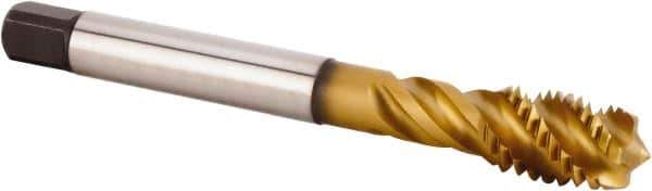 Kennametal - M14x2.00 Metric 4 Flute 6HX Modified Bottoming Spiral Flute Tap - Powdered Metal, TiCN/TiN Finish, 110mm OAL, Right Hand Flute, Right Hand Thread, Series T630 - Eagle Tool & Supply