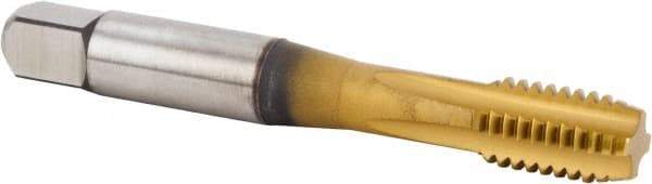 Kennametal - 3/8-24 UNF 3BX 4 Flute TiCN/TiN Finish Powdered Metal Straight Flute Machine Tap - Modified Bottoming, Right Hand Thread, 74.17mm OAL, 14.73mm Thread Length, Oversize - Exact Industrial Supply