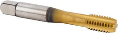 Kennametal - 7/16-20 UNF 3BX 4 Flute TiCN/TiN Finish Powdered Metal Straight Flute Machine Tap - Modified Bottoming, Right Hand Thread, 80.26mm OAL, 18.03mm Thread Length, Oversize - Exact Industrial Supply
