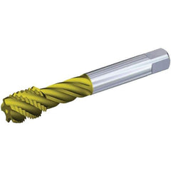 Kennametal - M18x1.50 Metric 4 Flute 6HX Modified Bottoming Spiral Flute Tap - Powdered Metal, TiN/CrC/C Finish, 110mm OAL, Right Hand Flute, Right Hand Thread, Series T631 - Eagle Tool & Supply