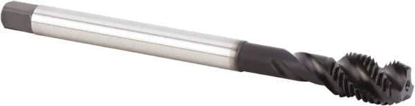 Kennametal - M10x1.25 Metric 3 Flute 6HX Modified Bottoming Spiral Flute Tap - Powdered Metal, TiN/CrC/C Finish, 100mm OAL, Right Hand Flute, Right Hand Thread, Series T631 - Eagle Tool & Supply