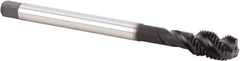 Kennametal - M10x1.25 Metric 3 Flute 6HX Modified Bottoming Spiral Flute Tap - Powdered Metal, TiN/CrC/C Finish, 100mm OAL, Right Hand Flute, Right Hand Thread, Series T631 - Eagle Tool & Supply