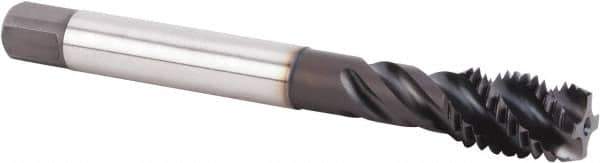 Kennametal - M16x2.00 Metric 4 Flute 6HX Modified Bottoming Spiral Flute Tap - Powdered Metal, TiN/CrC/C Finish, 110mm OAL, Right Hand Flute, Right Hand Thread, Series T631 - Eagle Tool & Supply