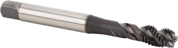 Kennametal - M10x1.50 Metric 3 Flute 6HX Modified Bottoming Spiral Flute Tap - Powdered Metal, TiN/CrC/C Finish, 100mm OAL, Right Hand Flute, Right Hand Thread, Series T631 - Exact Industrial Supply