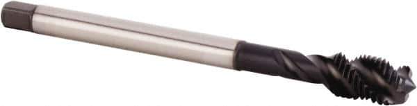 Kennametal - M10x1.25 Metric Fine 3 Flute 6HX Modified Bottoming Spiral Flute Tap - Powdered Metal, TiN/CrC/C Finish, 100mm OAL, Right Hand Flute, Right Hand Thread, Series T630 - Eagle Tool & Supply