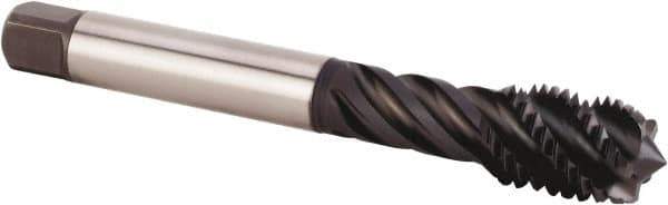 Kennametal - M24x3.00 Metric 5 Flute 6HX Modified Bottoming Spiral Flute Tap - Powdered Metal, TiN/CrC/C Finish, 160mm OAL, Right Hand Flute, Right Hand Thread, Series T630 - Eagle Tool & Supply