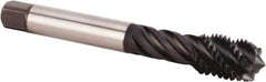 Kennametal - M24x3.00 Metric 5 Flute 6HX Modified Bottoming Spiral Flute Tap - Powdered Metal, TiN/CrC/C Finish, 160mm OAL, Right Hand Flute, Right Hand Thread, Series T630 - Eagle Tool & Supply