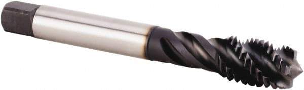 Kennametal - M18x2.50 Metric 4 Flute 6HX Modified Bottoming Spiral Flute Tap - Powdered Metal, TiN/CrC/C Finish, 125mm OAL, Right Hand Flute, Right Hand Thread, Series T630 - Eagle Tool & Supply