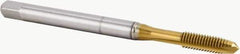 Kennametal - M4x0.70 Metric Coarse, 2 Flute, TiN Finish, Powdered Metal Spiral Point Tap - Plug Chamfer, Right Hand Thread, 63mm OAL, 13mm Thread Length, 4.5mm Shank Diam, 6HX Class of Fit, Series T600 - Exact Industrial Supply