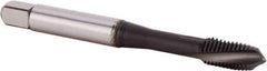 Kennametal - #10-32 UNF 3 Flute 3BX Plug Spiral Flute Tap - Powdered Metal, TiN/CrC/C Finish, 59.94mm OAL, Left Hand Flute, Right Hand Thread, Series T620 - Exact Industrial Supply