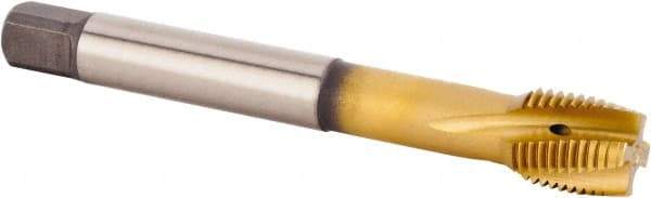 Kennametal - M18x1.50 Metric Fine 4 Flute 6HX Plug Spiral Flute Tap - Powdered Metal, TiCN/TiN Finish, 110mm OAL, Left Hand Flute, Right Hand Thread, Series T621 - Eagle Tool & Supply