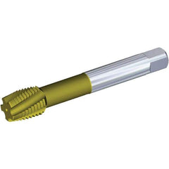 Kennametal - M20x2.50 Metric 4 Flute 6HX Plug Spiral Flute Tap - Powdered Metal, TiCN/TiN Finish, 140mm OAL, Left Hand Flute, Right Hand Thread, Series T620 - Eagle Tool & Supply