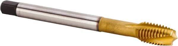 Kennametal - M16x2.00 Metric 4 Flute 6HX Plug Spiral Flute Tap - Powdered Metal, TiCN/TiN Finish, 110mm OAL, Left Hand Flute, Right Hand Thread, Series T620 - Eagle Tool & Supply