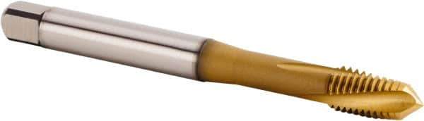 Kennametal - M10x1.50 Metric 3 Flute 6HX Plug Spiral Flute Tap - Powdered Metal, TiCN/TiN Finish, 100.1mm OAL, Left Hand Flute, Right Hand Thread, Series T620 - Eagle Tool & Supply