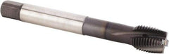 Kennametal - M16x1.50 Metric Fine 4 Flute 6HX Plug Spiral Flute Tap - Powdered Metal, TiN/CrC/C Finish, 100mm OAL, Left Hand Flute, Right Hand Thread, Series T621 - Eagle Tool & Supply