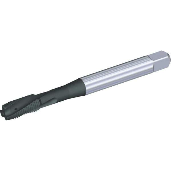 Kennametal - M8x1.25 Metric 3 Flute 6HX Plug Spiral Flute Tap - Powdered Metal, TiN/CrC/C Finish, 90mm OAL, Left Hand Flute, Right Hand Thread, Series T621 - Eagle Tool & Supply