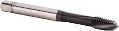 Kennametal - M10x1.50 Metric 3 Flute 6HX Plug Spiral Flute Tap - Powdered Metal, TiN/CrC/C Finish, 100.1mm OAL, Left Hand Flute, Right Hand Thread, Series T620 - Eagle Tool & Supply