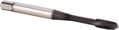 Kennametal - M5x0.80 Metric 3 Flute 6HX Plug Spiral Flute Tap - Powdered Metal, TiN/CrC/C Finish, 70mm OAL, Left Hand Flute, Right Hand Thread, Series T620 - Exact Industrial Supply