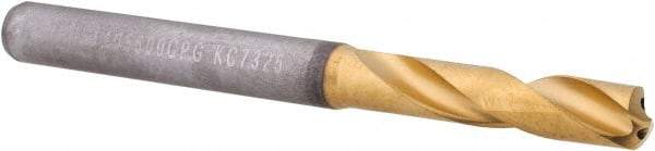 Kennametal - 5.6mm 140° Spiral Flute Solid Carbide Screw Machine Drill Bit - Multilayer TiAlN Finish, Right Hand Cut, 28mm Flute Length, 66mm OAL, Standard Point, Straight Shank, Through Coolant - Eagle Tool & Supply