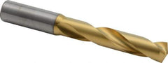 Kennametal - 21/32" 140° Solid Carbide Jobber Drill - Multilayer TiAlN Finish, Right Hand Cut, Spiral Flute, Straight Shank, 143mm OAL, Standard Point - Eagle Tool & Supply