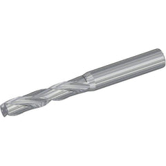 Kennametal - 9mm 180° Spiral Flute Solid Carbide Screw Machine Drill Bit - Bright Finish, Right Hand Cut, 47mm Flute Length, 89mm OAL, Flat-Bottom Point, Straight Shank, Through Coolant - Eagle Tool & Supply