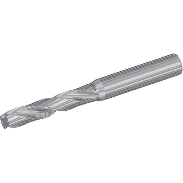 Kennametal - 3.5mm 180° Spiral Flute Solid Carbide Screw Machine Drill Bit - Multilayer TiAlN Finish, Right Hand Cut, 20mm Flute Length, 62mm OAL, Flat-Bottom Point, Straight Shank, Through Coolant - Eagle Tool & Supply