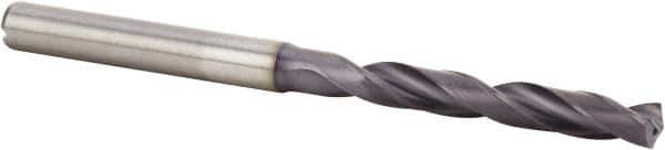 Kennametal - 5.3mm 140° Solid Carbide Jobber Drill - Multilayer TiAlN Finish, Right Hand Cut, Spiral Flute, Straight Shank, 82mm OAL, Standard Point - Eagle Tool & Supply