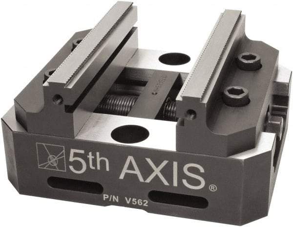 5th Axis - 5" Jaw Width, Manual Self Centering Vise - 6" OAL x 5" OAW x 3" OAH - Eagle Tool & Supply