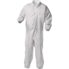 KleenGuard - Size 4XL Film Laminate General Purpose Coveralls - White, Zipper Closure, Elastic Cuffs, Elastic Ankles, Serged Seams - Eagle Tool & Supply