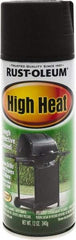 Rust-Oleum - Black, Satin, High-Heat Spray Paint - 10 to 12 Sq Ft per Can, 12 oz Container, Use on Metal - Eagle Tool & Supply
