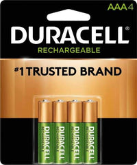 Duracell - Size AAA, NiMH, 4 Pack, Standard Battery - 1.2 Volts, Button Tab Terminal, 61951-2:2003-04 - Eagle Tool & Supply