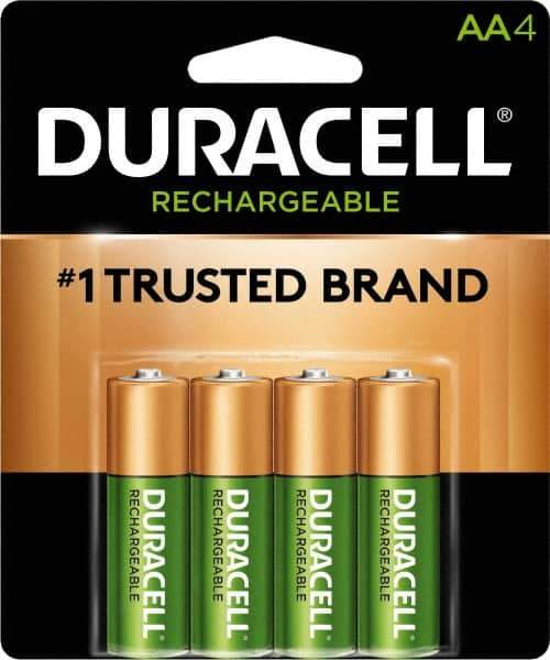 Duracell - Size AA, NiMH, 4 Pack, Standard Battery - 1.2 Volts, Button Tab Terminal, 61951-2:2003-04 - Eagle Tool & Supply