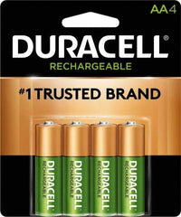 Duracell - Size AA, NiMH, 4 Pack, Standard Battery - 1.2 Volts, Button Tab Terminal, 61951-2:2003-04 - Eagle Tool & Supply